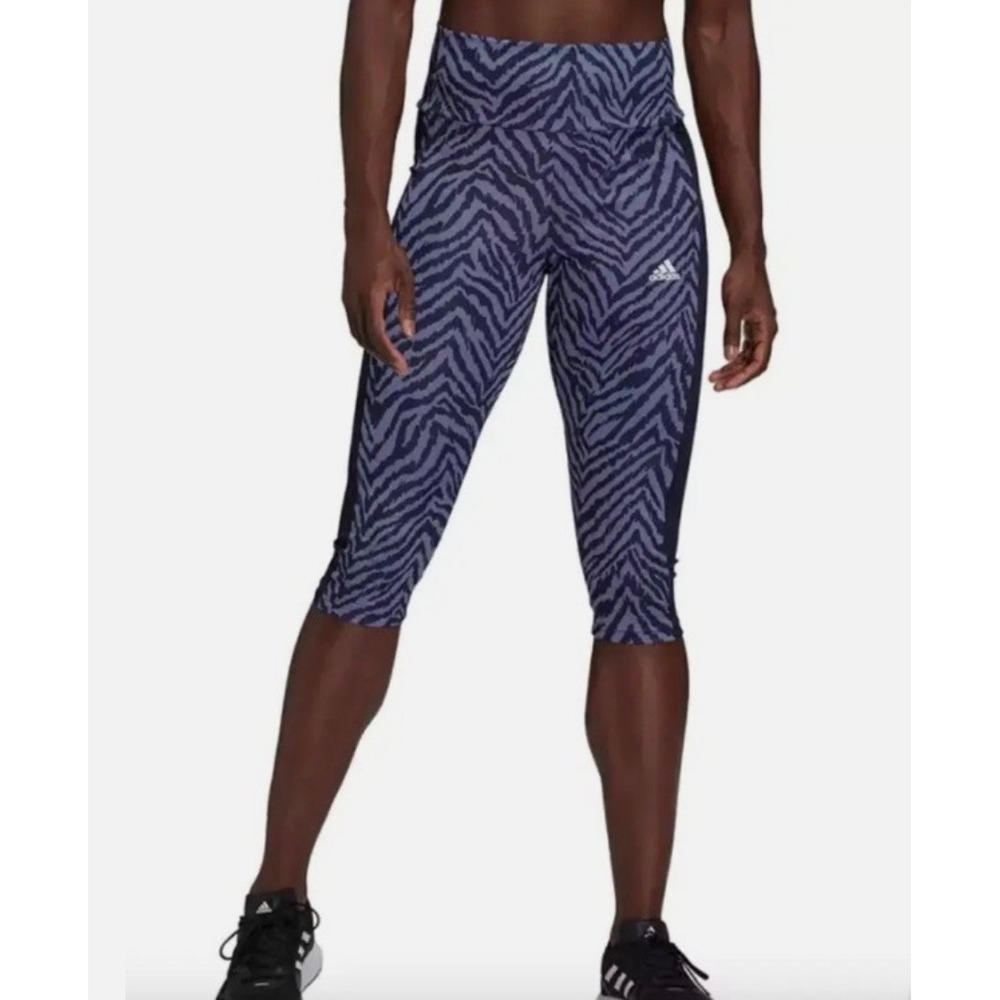 Adidas Primegreen Aeroready High Rise Sport‎ Zebra Capri Leggings Women's Large